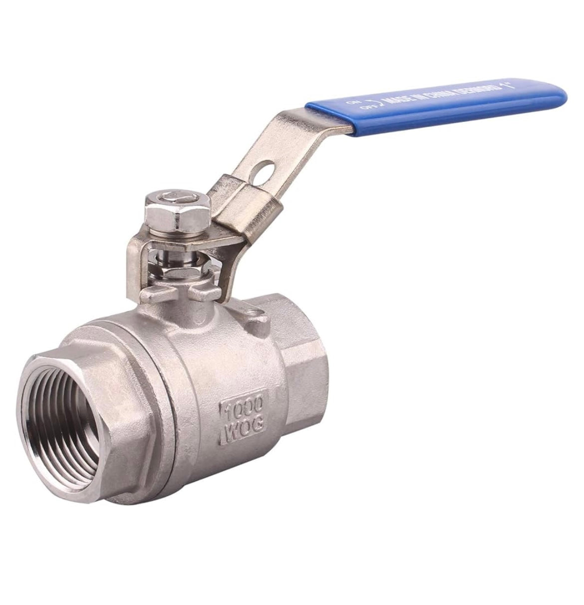 Stainless Steel 304 Ball Valve, 2-Piece Full Port Heavy Duty for WOG with Locking Device (1" NPT)