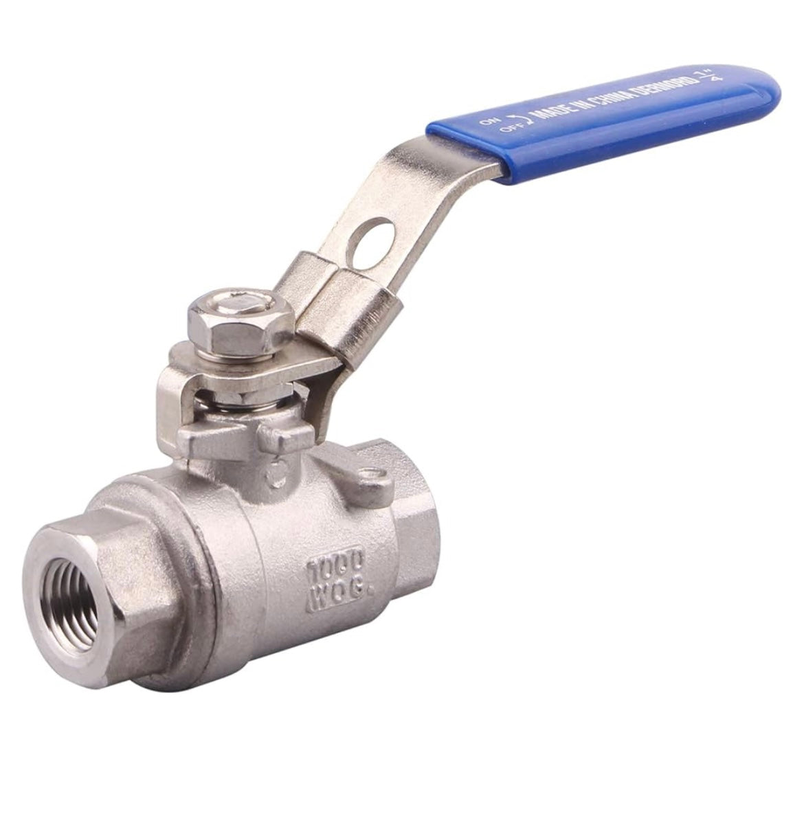 Stainless Steel 304 Ball Valve, 2-Piece Full Port Heavy Duty for WOG with Locking Device (1/4" NPT)