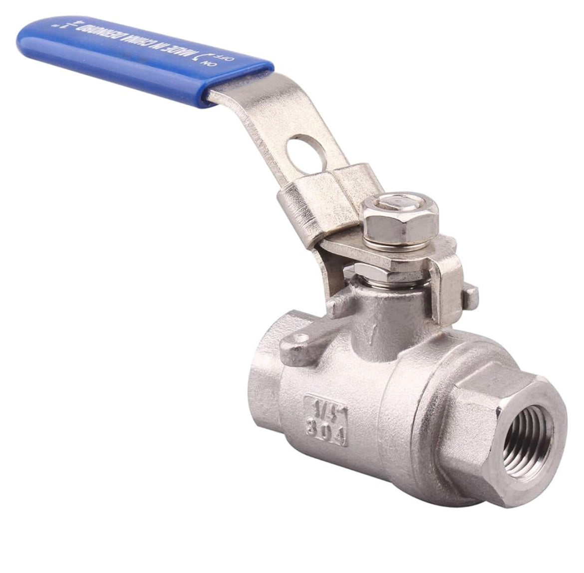 Stainless Steel 304 Ball Valve, 2-Piece Full Port Heavy Duty for WOG with Locking Device (1/4" NPT)