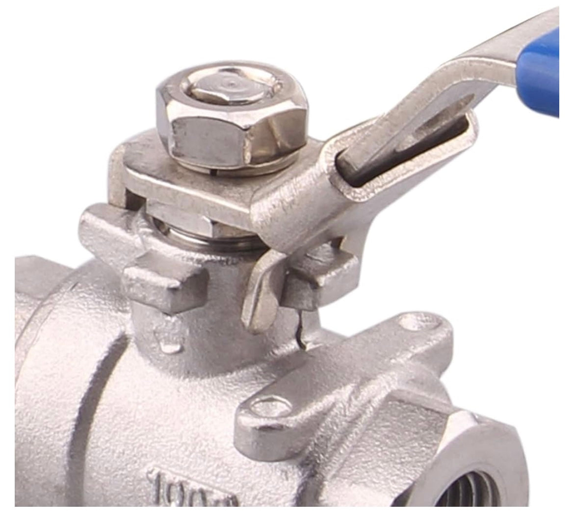 Stainless Steel 304 Ball Valve, 2-Piece Full Port Heavy Duty for WOG with Locking Device (1/4" NPT)