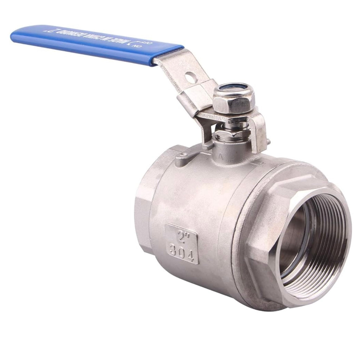 Stainless Steel 304 Ball Valve, 2-Piece Full Port Heavy Duty for WOG with Locking Device (2" NPT)