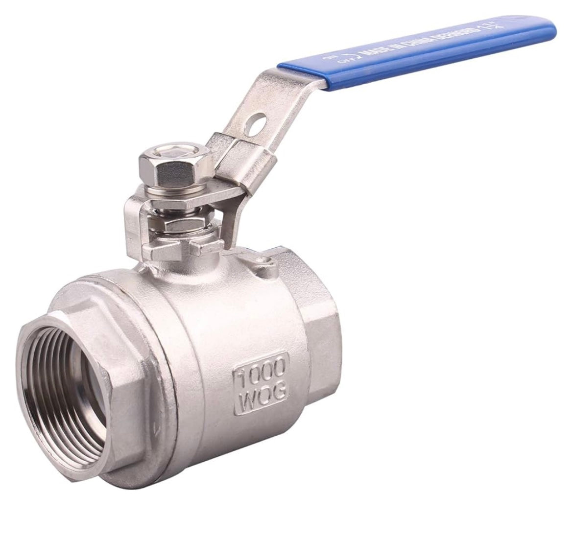 Stainless Steel 304 Ball Valve, 2-Piece Full Port Heavy Duty for WOG with Locking Device (1-1/4" NPT)