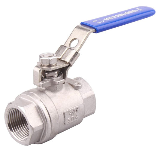 Stainless Steel 304 Ball Valve, 2-Piece Full Port Heavy Duty for WOG with Locking Device (3/4" NPT)